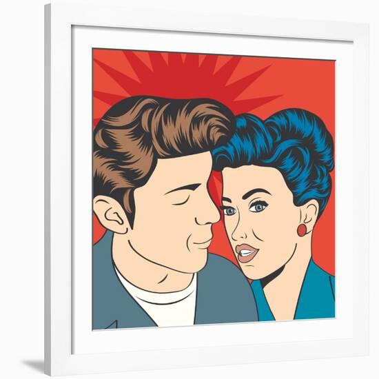 Man and Woman Love Couple in Pop Art Comic Style-Eva Andreea-Framed Art Print