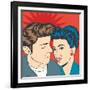 Man and Woman Love Couple in Pop Art Comic Style-Eva Andreea-Framed Art Print