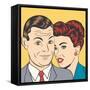 Man and Woman Love Couple in Pop Art Comic Style-Eva Andreea-Framed Stretched Canvas