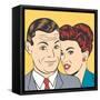Man and Woman Love Couple in Pop Art Comic Style-Eva Andreea-Framed Stretched Canvas