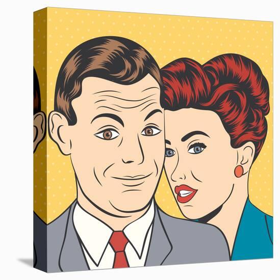 Man and Woman Love Couple in Pop Art Comic Style-Eva Andreea-Stretched Canvas