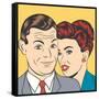 Man and Woman Love Couple in Pop Art Comic Style-Eva Andreea-Framed Stretched Canvas