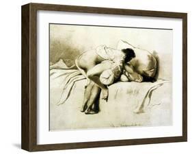 Man and Woman Making Love, Plate 2 of Liebe-Mihaly von Zichy-Framed Giclee Print