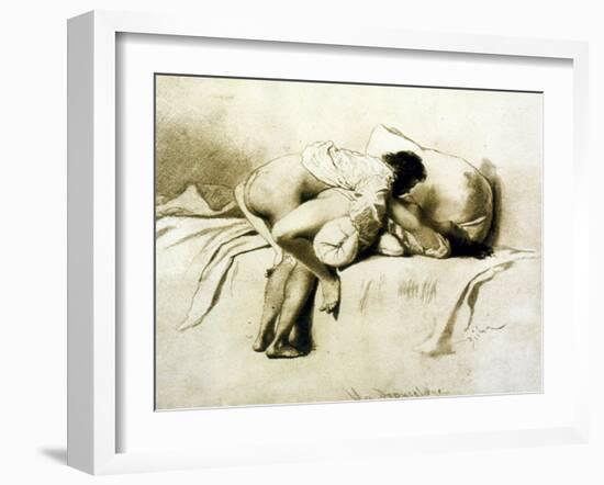 Man and Woman Making Love, Plate 2 of Liebe-Mihaly von Zichy-Framed Giclee Print