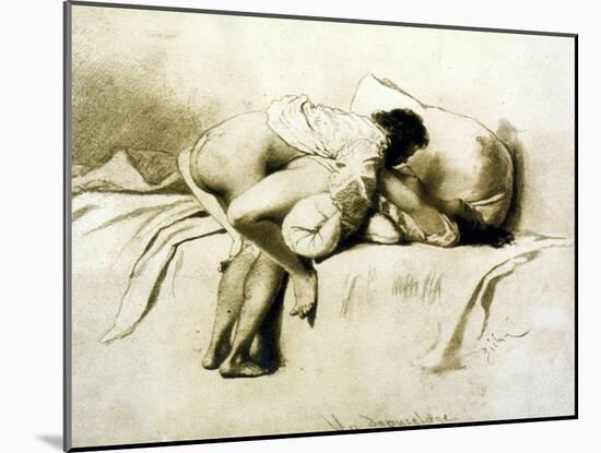Man and Woman Making Love, Plate 2 of Liebe-Mihaly von Zichy-Mounted Giclee Print