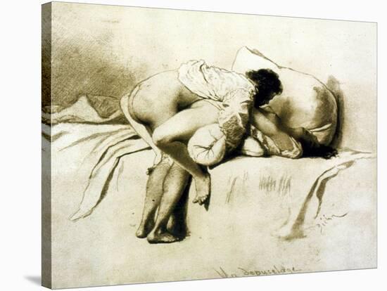 Man and Woman Making Love, Plate 2 of Liebe-Mihaly von Zichy-Stretched Canvas