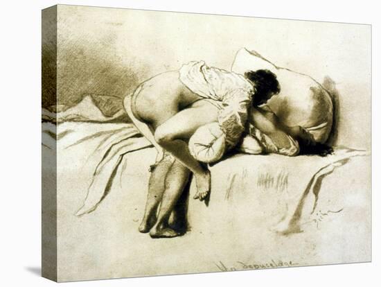Man and Woman Making Love, Plate 2 of Liebe-Mihaly von Zichy-Stretched Canvas
