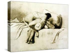 Man and Woman Making Love, Plate 2 of Liebe-Mihaly von Zichy-Stretched Canvas