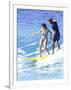 Man and Woman on a Surfboard-null-Framed Photographic Print