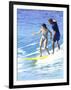 Man and Woman on a Surfboard-null-Framed Photographic Print