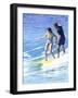 Man and Woman on a Surfboard-null-Framed Photographic Print