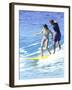 Man and Woman on a Surfboard-null-Framed Photographic Print