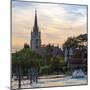 Man and Woman on Boat with All Saints Church in the Background, Marlow, Buckinghamshire, England-Charlie Harding-Mounted Photographic Print