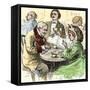 Man and Woman Playing Dominoes in a Cafe, 1800s-null-Framed Stretched Canvas