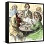 Man and Woman Playing Dominoes in a Cafe, 1800s-null-Framed Stretched Canvas