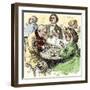 Man and Woman Playing Dominoes in a Cafe, 1800s-null-Framed Premium Giclee Print