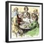 Man and Woman Playing Dominoes in a Cafe, 1800s-null-Framed Premium Giclee Print