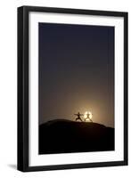 Man and Woman Practice Yoga in Front of a Full Moon in Grand Canyon National Park, Arizona-Louis Arevalo-Framed Photographic Print