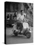 Man and Woman Riding a Vespa Scooter-Dmitri Kessel-Stretched Canvas