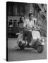 Man and Woman Riding a Vespa Scooter-Dmitri Kessel-Stretched Canvas