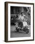 Man and Woman Riding a Vespa Scooter-Dmitri Kessel-Framed Photographic Print