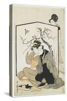 Man and Woman Smoking, C. 1804-Kitagawa Utamaro-Stretched Canvas