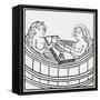 Man and Woman Together in a Bathtub Eating and Bathing-null-Framed Stretched Canvas