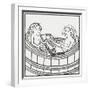 Man and Woman Together in a Bathtub Eating and Bathing-null-Framed Giclee Print