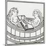 Man and Woman Together in a Bathtub Eating and Bathing-null-Mounted Giclee Print