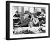 Man and Woman Together in the Office Flirting with Each Other-null-Framed Photo