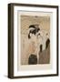 Man and Woman under an Umbrella (Colour Woodblock Print)-Kitagawa Utamaro-Framed Giclee Print