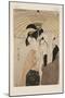 Man and Woman under an Umbrella (Colour Woodblock Print)-Kitagawa Utamaro-Mounted Giclee Print