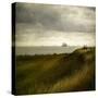 Man and Woman Walking Along a Path by the Sea with Tall Ships-Luis Beltran-Stretched Canvas