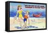 Man Asking Female Lifeguard to Save His Life Again Tomorrow-Lantern Press-Framed Stretched Canvas