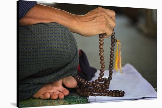 Man at Prayer in Sule Paya-Jon Hicks-Stretched Canvas