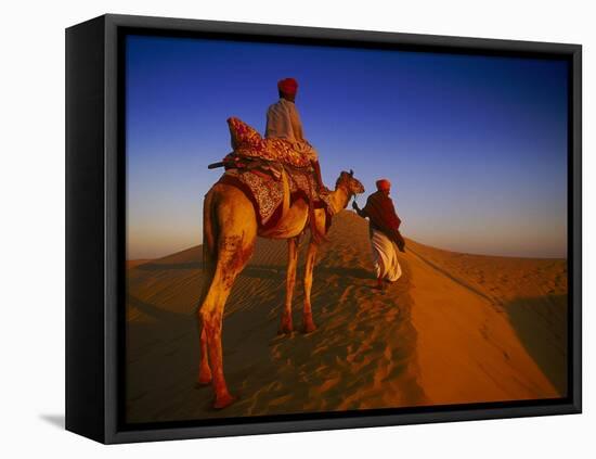 Man Atop Camel, Thar Desert, Rajasthan, India-Peter Adams-Framed Stretched Canvas