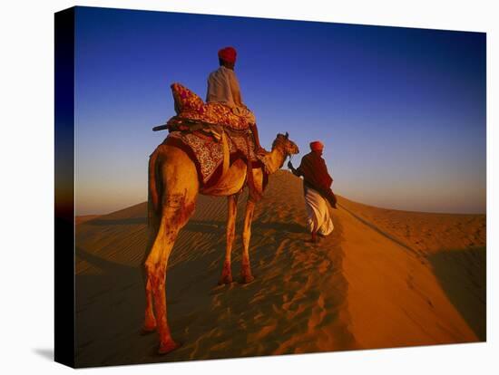 Man Atop Camel, Thar Desert, Rajasthan, India-Peter Adams-Stretched Canvas