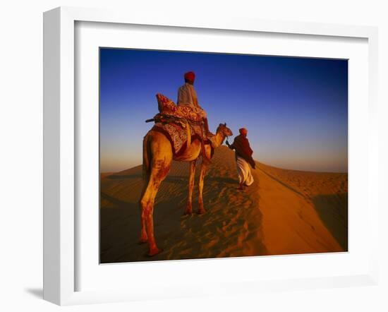 Man Atop Camel, Thar Desert, Rajasthan, India-Peter Adams-Framed Premium Photographic Print
