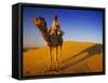 Man Atop Camel, Thar Desert, Rajasthan, India-Peter Adams-Framed Stretched Canvas