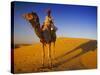 Man Atop Camel, Thar Desert, Rajasthan, India-Peter Adams-Stretched Canvas