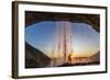 Man Behind Seljalandsfoss Waterfall, Suourland (South Iceland), Iceland-Peter Adams-Framed Photographic Print