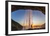 Man Behind Seljalandsfoss Waterfall, Suourland (South Iceland), Iceland-Peter Adams-Framed Photographic Print