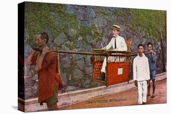 Man Being Carried on a Sedan Chair, Hong Kong, 20th Century-null-Stretched Canvas