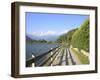 Man Bikes Along Path at Lake's Edge, Lake Como, Italian Lakes, Lombardy, Italy, Europe-Vincenzo Lombardo-Framed Photographic Print