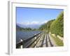 Man Bikes Along Path at Lake's Edge, Lake Como, Italian Lakes, Lombardy, Italy, Europe-Vincenzo Lombardo-Framed Photographic Print