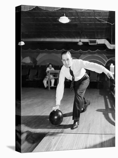 Man Bowling in Tie and Slacks-Philip Gendreau-Stretched Canvas