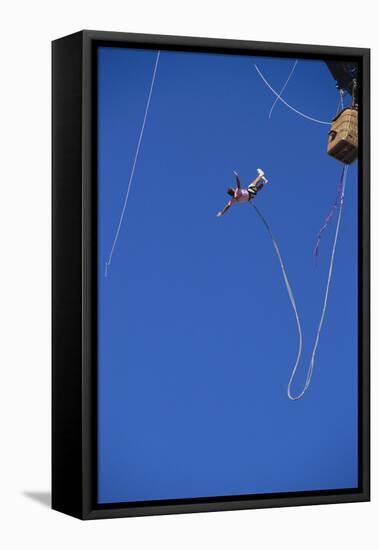 Man Bungee Jumping from a Hot Air Balloon-DLILLC-Framed Stretched Canvas