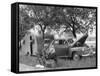 Man Camping Alongside Highway 30-Allan Grant-Framed Stretched Canvas