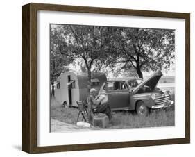 Man Camping Alongside Highway 30-Allan Grant-Framed Photographic Print