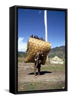 Man Carrying a Huge Load, Bumthang, Bhutan-Vivienne Sharp-Framed Stretched Canvas